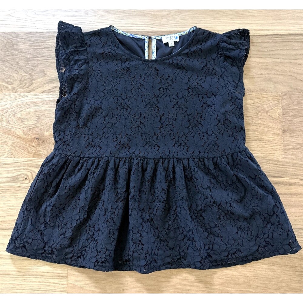 Ungee Womens Black Lace Lined Dark Romantic Fairy Cap Sleeve Top M Babydoll